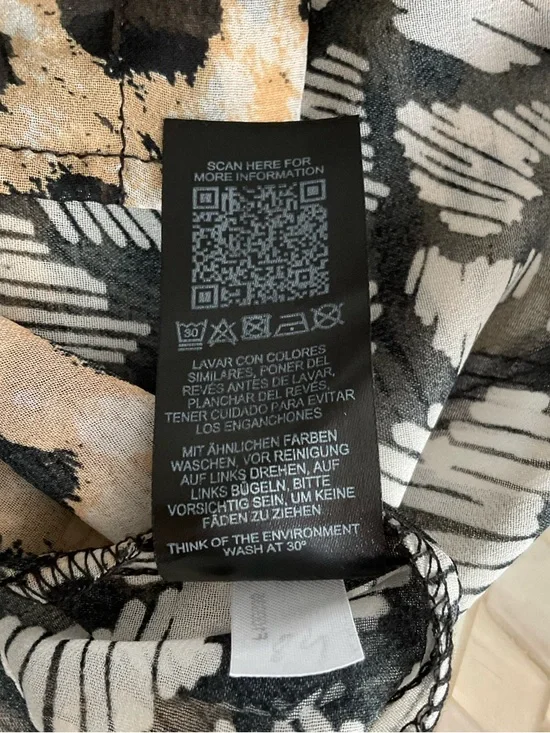 ASOS Leopard Print Mixed Pattern Button-Up Blouse in Black, White, Tan - Picture 5 of 7